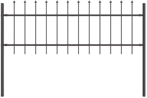 vidaXL Gartenzaun 6 pcs Grau 10,2 x 0,6 m Pulverbeschichteter Stahl, Garten und Terrasse, stabiler Sichtschutz, rechteckige Zauntrennwand, Wellen Design, für die Terrasse