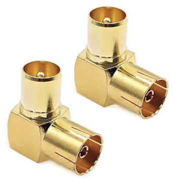 JZK 2PCS TV Aerial PAL Male to Female Coaxial Connector Adapter, Gold-Plated 90-Degree Right Angled Television Aerial Adaptor for Antenna, Satellite Cable, TV Cable, DVB-T, DVB-T2 HD