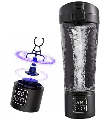KUWUNG Electric Protein Shaker Bottle 700ml, USB Rechargeable Shaker Cup with Removable Base, Portable Blender Cup for Gym and Travel, Protein Shakes, Meal Replacement Shakes (Black)