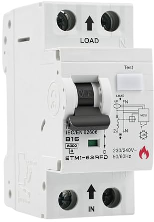 AFDD LS Schalter 1P+N 16A 6kA MCB B16 sicherungsautomat Fehlerlichtbogen-Schutzeinrichtung Charakteristik B 3-5In Brandschutzschalter mit Lichtbogen-Überlast- und Kurzschlussschutz