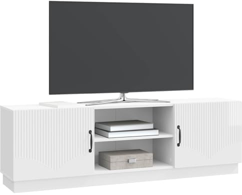 vidaXL TV-Schränk Hochglanz Weiß 150 x 31 x 47 cm Holzwerkstoff, Moderner rechteckiger Wohnzimmerschrank, stylischer TV-Ständer, viel Stauraum, Flexible Multimedia-Einheit