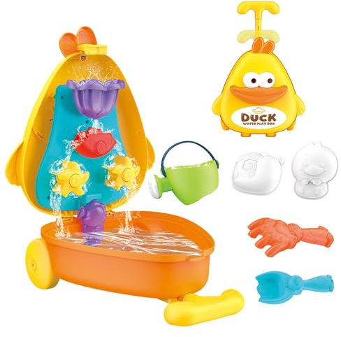 KUKUTrue® Ankdragväska Sand Vattenleksak för 3, 4, 5, 6, 7, 8-åringar, 6-delars sandleksaksset med vattenhjul, för barn, present till 3-8-åringar pojkar och flickor