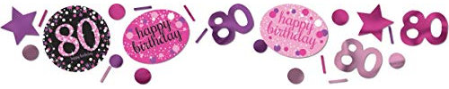 Amscan 9901752 - Konfetti Pink Celebration 80 Jahre, Geburtstag, Party