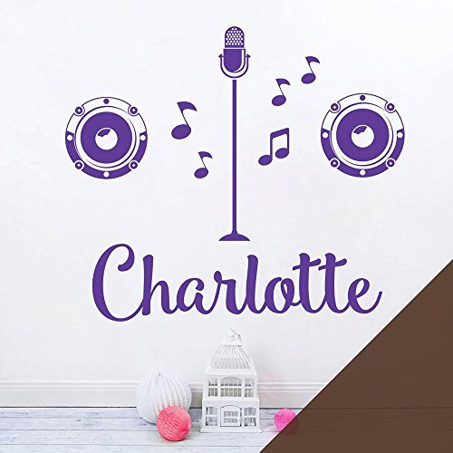 Wandtattoo für Mädchen, personalisierbar, Popstar, X-Faktor, Singer, Karaoke, Mikrofon, Musik, Schokoladenbraun