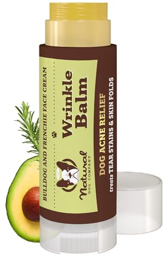 Natural Dog Company - Wrinkle Balm | Cleans and Soothes Dog Wrinkles and Skin Folds, Perfect for Bulldogs, All Natural, Organic Ingredients 0.15oz Travel Stick (0.15oz Travel Stick)