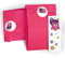 JuNa Party-Experten Mitgebsel Set aus 12 Geschenktüten/rosa, 12 Aufkleber und 12 Lesezeichen Eule/Gastgeschenk bei Geburtstag Kindergeburtstag Hochzeit Taufe für Kinder Mädchen