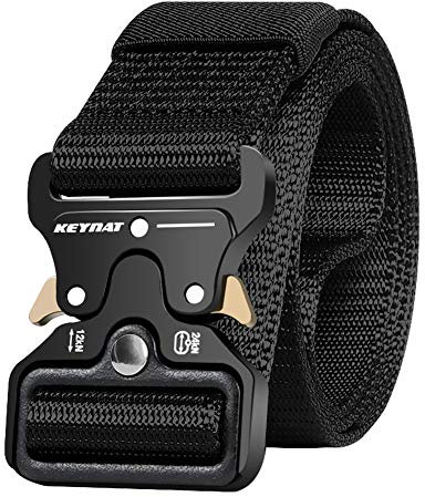 KEYNAT Cintura Tattica Nylon con Fibbia Metallo 125 x 3.8 cm Uomo Cintura Militare Fibbia a Sgancio Rapido per Sport All'aria Aperta Lavoro