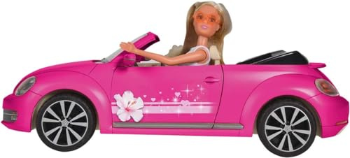 Simba 105733353 - Steffi Love VW Beetle Cabriolet, das neue VW Beetle Cabriolet im tollen Design für spannende Ausfahrten, 45cm, mit Puppe, 29cm, ab 3 Jahren