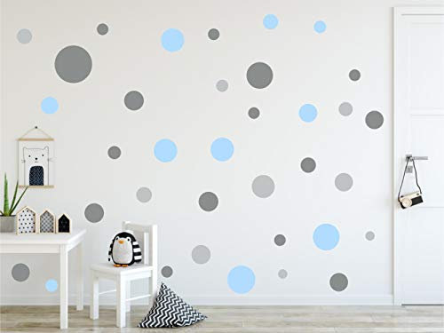 Timalo® 60 Stück Wandtattoo Kinderzimmer bunte große Kreise Pastell Wandsticker – XL Aufkleber Punkte | 73080-SET7-60