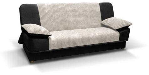 Amazing Sofas NEW LARGE CLICK CLACK SOFA BED FABRIC WITH STORAGE 3 SEATER DOUBLE BED WERSALKA (Jumbo Cord Beige)