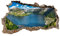 3D Wandtattoo Mauerloch Wandsticker Wandaufkleber Durchbruch Städte Landschaft Abenteuer selbstklebend H 60 x B 100 Schlafzimmer Wohnzimmer (WL47 Österreich)
