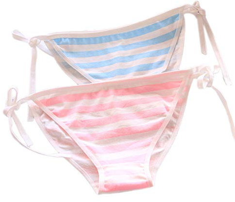 Niedlicher japanischer Stil, gestreift, Bikini, Cosplay, Baumwolle, Unterwäsche, Bandage, Anime, Einheitsgröße, Hot (2 Stück) (C008 Streifen)
