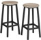 VASAGLE Barhocker, 2er Set, Barstühle, Küchenstühle mit Metallgestell, einfache Montage, 65 cm hoch, mit Fußstütze, für Küche, Wohnzimmer, Esszimmer, greige meliert-schwarz LBC032B02