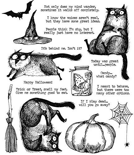 Hallowwen Stempel mit Katzenmotiv, Fledermausmütze, Besen, Kürbis, für Kartenherstellung, Spinnennetz, Happy Halloween, Worte, klarer Gummistempel für DIY, Scrapbooking, Papierbasteln, Handarbeit,