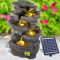 Fontana da giardino a energia solare, fontana decorativa a cascata, lampada da giardino, pompa per laghetto, per terrazza, balcone, con pompe, con batteria agli ioni di litio e luce a LED