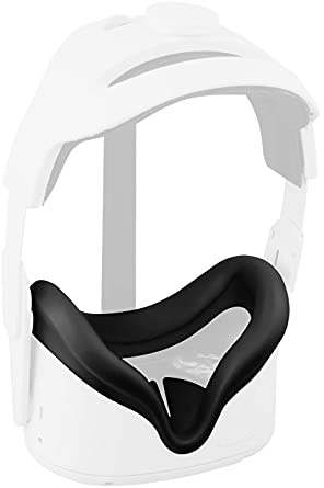 Silikon VR Gesichtsschutz für Oculus Quest 2 VR Headset Schweißdichtes Wasserdichtes Ersatz Gesichtspads Oculus Quest 2 Zubehör (Schwarz)