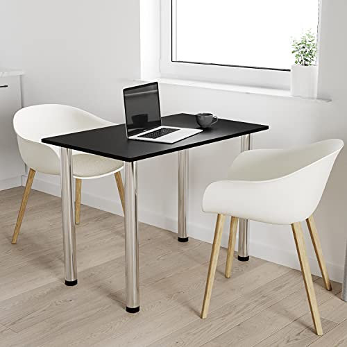 AKKE mikon 110x65 | Esszimmertisch - Esstisch - Tisch mit Chrombeinen - Küchentisch - Bürotisch | SCHWARZ