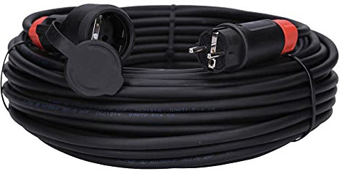 Voxura Schuko Gummi-Verlängerungskabel Schuko-Stecker-Kupplung Adapter Außenbereich Stromkabel Garten Baustelle Industrie Märkte 3-polig 230V H07RN-F 3x1,5 16/3 16A IP54 25m