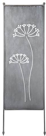 finehomegarden Stele Metall grau Sichtschutz XXL Dolde H202xB64cm Windschutz Dekowand Garten