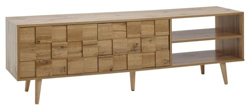 Wohnling Lowboard Holz Eiche-Dekor 160x51x40 cm TV-Kommode mit Zwei Türen, Design TV-Schrank Hoch, Fernsehtisch Fernsehschrank Modern, Fernsehkommode Wohnzimmer