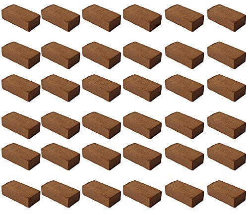 36x Kokoserde für Zimmerpflanzen | 96 Liter | 650g 20x5,5x10cm Kokosfasern Kokossubstrat Kokoserde Anzuchterde Humusziegel Blumenerde Bio Gartenerde Kokosziegel fein Quelltabletten Kokosblumenerde