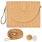 Kioiner Sac a Main Paille Femme, Sac Paille, Pochette Paille, Sac Boheme Femme, Sac en Rotin, Sac en Osier 27 x 20 cm