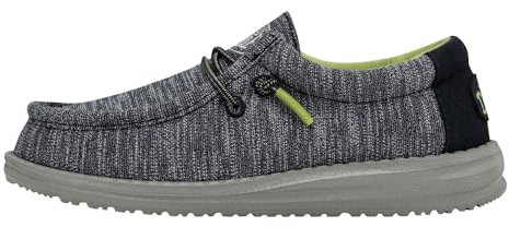 Hey Dude Wally Youth Stretch Moc Toe Shoes, Navy, 33 EU