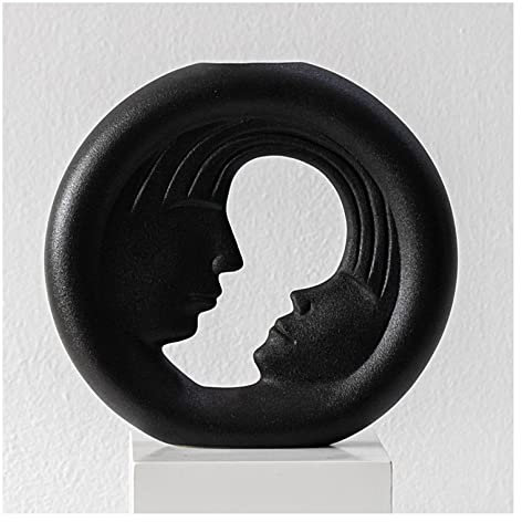 Cutfouwe Schwarze Dekovasen- Donut Vase-Keramik vase für pampasgras/abstrakte Skulptur Vasen Für Tulpen/Pampasgras/Hochzeit Tischdeko,H:22.5cm,Schwarze vase