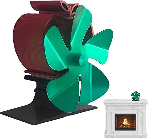 Holzofen-Ventilator Gebläse, 5 Flügel, Aluminiumlegierung, Holzofenventilator, nicht-elektrische Ofenventilatoren, Winter-Essentials für Pelletöfen, Holzöfen, Holzöfen, Brenneröfen