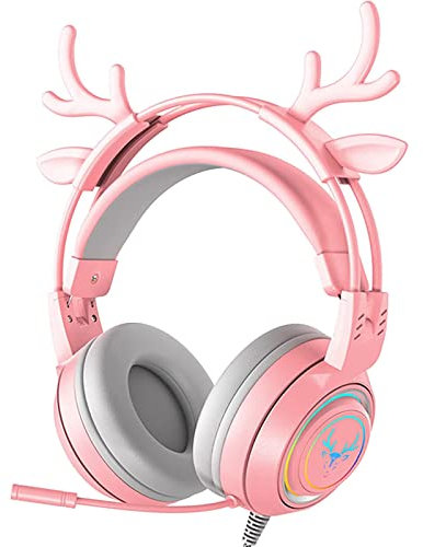 ATRASee Casque de jeu stéréo pour PC PS5 PS4 Xbox One, casque filaire avec microphone antibruit, casque anti-bruit doux, compatible avec Playstation Nintendo Switch Mac, ordinateur portable Rose