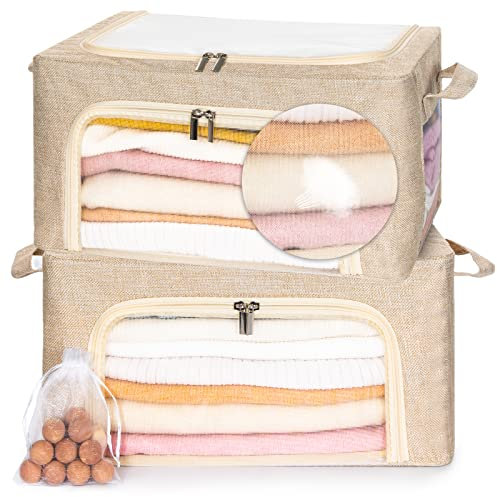 ifeolo 22L Cashmere Sweater Storage Bag, 2 Pack, Moth Proof & Natural Cedar Ball, Breathable Cashmere Protection Pouch, Fits Most Closets, 2 Pack