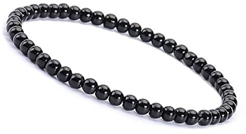 Unique Gems Perlenarmband Edelstein Damen Armband schwarzer Onyx Ø 4mm Chakra Perlen Buddha Schutzarmband
