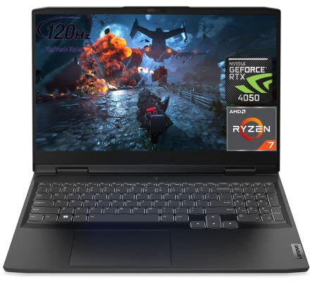 Lenovo IdeaPad Gaming 3 Laptop, 15.6” 120 Hz FHD Display, AMD Ryzen 7 7735HS, NVIDIA GeForce RTX 4050, 64GB DDR5 RAM, 1TB SSD, Backlit KB, Wi-Fi 6, RJ-45, HDMI, Windows 11 Home, Grey