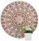 Hanobe Round Wood Decorative Tray: Rustic White Boho Coffee Table Tray Farmhouse Tray Decor Centerpiece Wooden Circle Ottoman Serving Trays for Home Kitchen Counter (Leaves-45cm, White Floral)