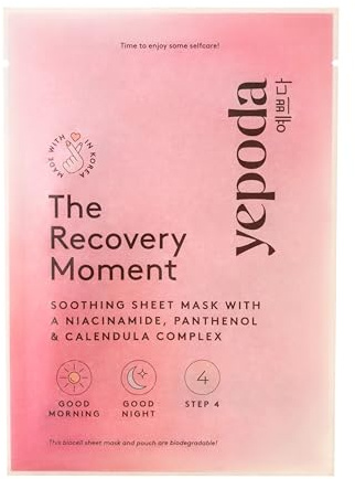 Yepoda The Recovery Moment, Maschera in Tessuto Lenitiva con Niacinamide, Maschera Coreana Vegana ideale per Tutti i Tipi di Pelle, 25 ml