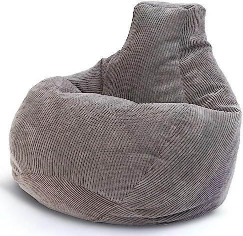 Green Bean® Sitzsack mit Rückenlehne 80x80x90cm - Gaming Chair mit 230L Füllung Cordstoff - Bean Bag Bodenkissen Lounge Sitzhocker Relax-Sessel Gamer Gamingstuhl Hellgrau
