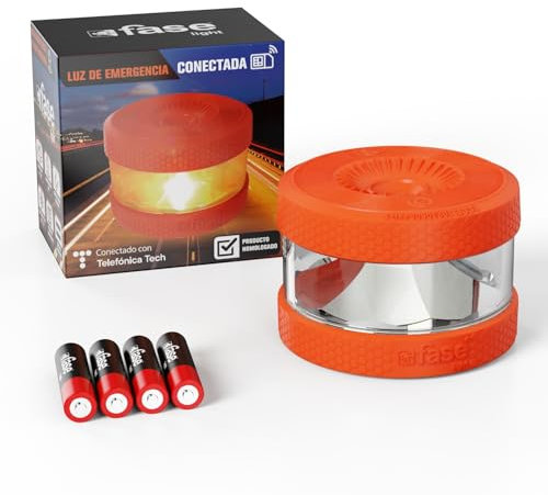 Luz Emergencia Coche Homologado DGT - baliza v16 homologada DGT con geolocalizador - Proporciona Geolocalización Exacta a la DGT - FASELIGHT IoT Color Naranja