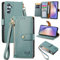 VEEMOS Handyhülle für Samsung Galaxy A54 5G Hülle Klappbar Klapphülle Schutzhülle mit Kartenfach RFID Reißverschluss Handy Tasche Leder Flip Case Cover Handytasche Frauen - Grün
