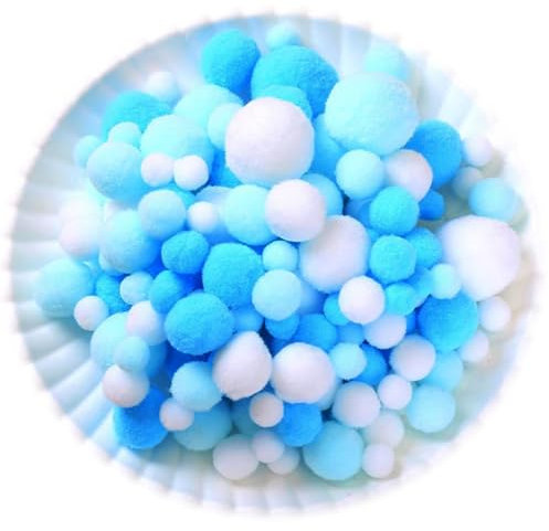 Wambere 130 Stück Pompons,1-3cm Mini Pompons zum Basteln,Flauschigen Plüschbälle DIY Pompom Girlande Zubehör für Handwerk Herstellung Schmuck Weihnachten Girlande Kinderzimmer,Blau Blau Weiß