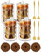 Latte Macchiato Set di bicchieri per caffe, 4 bicchieri, 4 cucchiai e 4 sottobicchieri, 350 ml, a doppia parete, in vetro borosilicato, calici termici, sicuri e resistenti al calore