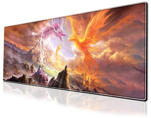 Cool Dragon Gaming Mouse Pad Large Desk Mat, 31.5x11.8 Inch Mousepad Extended Non-Slip Rubber Base Keyboard Mat with Stitched Edges for Desk Home Office