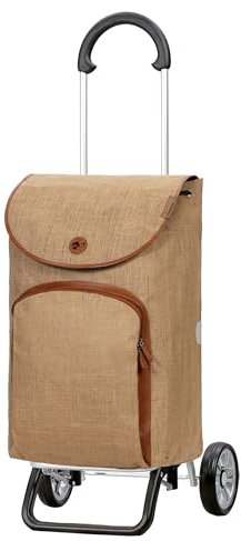 ANDERSEN Einkaufstrolley - Scala Shopper Plus Reik beige 50 L geräumig, Leder, Aluminium, klappbar, leicht, Räder abnehmbar