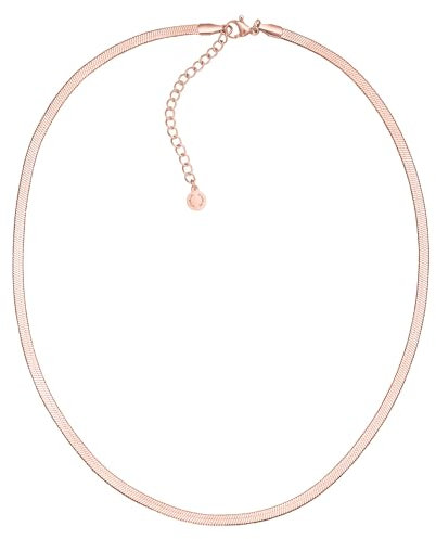 day.berlin Schlangen Halskette in Rosegold 18k vergoldet, Filigrane Schlangenkette 42cm + 5cm variable Länge, 3mm breit, 316L Edelstahl, nickelfrei und wasserfest für Damen