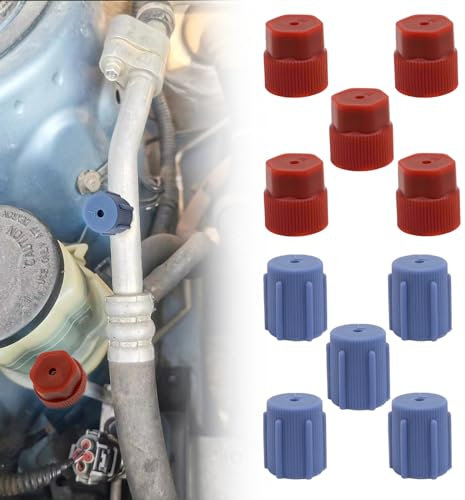 Lot de 10 capuchons R134a A/C – 13 mm et 16 mm, capuchons de port de charge pour système de climatisation, côté bas et côté haut (5 rouges hauts et 5 bleus bas)