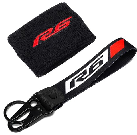 ZESIDIMO Für R6 YZFR6 YZF R6 R6S 1999-2022 2023 2024 Motorrad Vorderbremsbehälter Socke Flüssigkeit Öltank Abdeckung Schlüsselhalter, rot