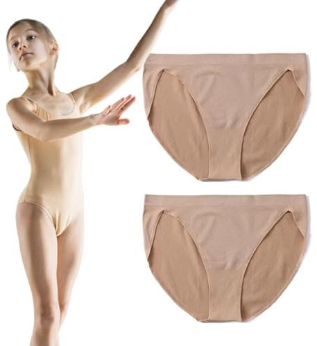 UILYNIU 2er-Pack Ballett Dance Slip Panty Tanzen Unterwäsche,Mädchen Unterhosen Tanz Baumwolle Unterwäsche Slips Ballet,Gymnastik-Unterhosen, Nahtlose Höschen für 8–14 Jahre alte Mädchen (Hautfarbe)