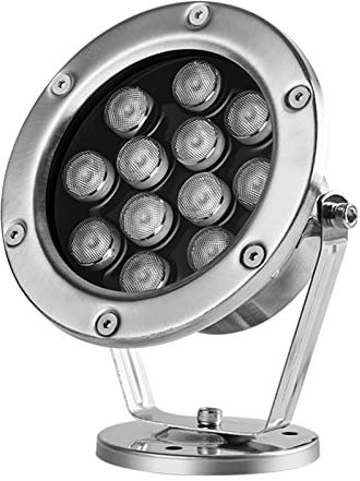 Foco Piscina Superficie 12W Sumergible IP68 A Prueba de Agua Anticorrosión Para Estanque de Sal, Fuente, Peces (Blanco Cálido 3000K, 12V)