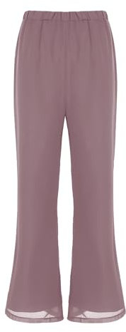 Xnihocha Pantaloni lunghi estivi da donna, eleganti, in chiffon, tinta unita, leggeri, estivi, per il tempo libero, a vita alta, rosa antico, M