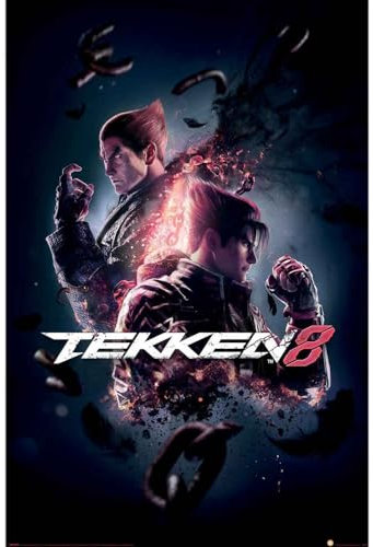 Close Up Tekken 8 Poster Key Art | Kazuya Mishima x Jin Kazama | Wanddekoration für Gamer und Fans | Hochwertiges Videospiel-Poster Cover Art | 61x91,5 cm