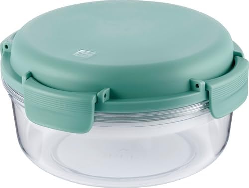 ZWILLING Lunchtime - Fiambrera con acumulador de frío, caja redonda a prueba de fugas, para ensalada, 18 cm, 1 l, para escuela, trabajo, picnic, viajes, camping, color verde